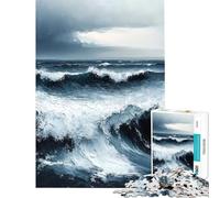 1000 Pieces Puzzles for Teenagers Ocean Waves Painting Fun at Home Activities, Home Decoration Anti-Stress Toys for Age 14+ Game (38x52cm)