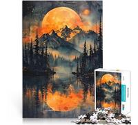 1000 Pieces Puzzles for teenagers Orange Moon Over Mountains Entspannungsspiele Wunschliste mit dem Weihnachtsmann38x26cm