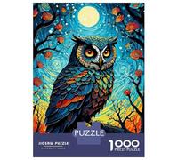 1000 Pieces Puzzles for Teenagers Owl in Starry Night Puzzle for Adults Hands-on Game Hand Speed Race Unique Birthday And Gifts 70x50cm/1000pcs