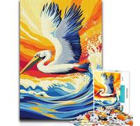 1000 Pieces Puzzles for Teenagers Pelican in Flight over Ocean Waves Difficult Challenge DIY Toys Suitable for Ages 14 And Up (size 38x52cm)