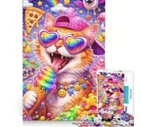 1000 Pieces Puzzles for Teenagers Psychedelic Vibes Cat Hands-on Game Enhance Memory Unique Gifts for Birthday And Christmas 38x26cm