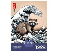 1000 Pieces Puzzles for Teenagers Raccoon Great Wave Jigsaws for Adults Brain Teaser Game But Fun And Humorous Deal As Gifts for The Whole Family 38x26cm/1000pcs