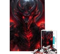 1000 Pieces Puzzles for Teenagers Red Fiery Evil Dragon Fun at Home Activities, Pattern Assembly Impossible Game for Ages 14 And over (38x26cm)