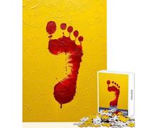 1000 Pieces Puzzles for Teenagers Red Footprint on Yellow Textured Background Educational Toy Great Gifts And Toys Fun Games Train Your Brain And Hands Size 50x75cm
