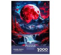 1000 Pieces Puzzles for Teenagers Red Moon Waterfall Jigsaws for Adults Brain Teaser Game But Fun And Humorous Deal As Gifts for The Whole Family 52x38cm/1000pcs