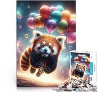 1000 Pieces Puzzles for teenagers Red Panda Space Ride Pattern assembly 26x38cm with Matching Poster and Trivia Sheet for ages 14+