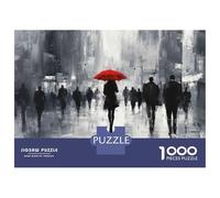 1000 Pieces Puzzles for Teenagers Red Umbrella Rainy Day Jigsaws for Adults Brain Teaser Game But Fun And Humorous Deal As Gifts for The Whole Family 38x26cm/1000pcs