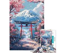 1000 Pieces Puzzles for Teenagers Sacred Sakura Path to Fuji Puzzle for Adults DIY Toys Hand Speed Race Deal As Gifts for The Whole Family (size 50x75cm)