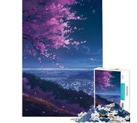 1000 Pieces Puzzles for Teenagers Sakura City Glow Fun at Home Activities, Pattern Assembly Impossible Game for Ages 14 And over (38x52cm)