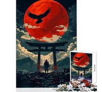 1000 Pieces Puzzles for Teenagers Samurai Under Blood Moon Puzzle For Teenagers Difficult Hard Help The Brain Exercise Christmas Birthday Gifts (38x26cm)
