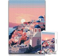 1000 Pieces Puzzles for Teenagers Santorini Greece Sunset Family Fun & Game Night Analysis And Logic Birthday Gift Size 38x26cm