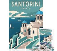 1000 Pieces Puzzles for Teenagers Santorini Greece Travel Puzzle For Teenagers Hand Speed Race Difficult And Challenge Family Fun & Game Night (50x75cm)