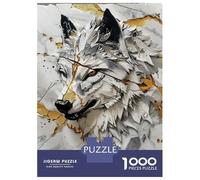 1000 Pieces Puzzles for Teenagers Sculptural Wolf with Marble And Gold Accents Puzzle for Adults Hands-on Game Hand Speed Race Unique Birthday And Gifts 52x38cm/1000pcs