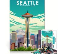 1000 Pieces Puzzles for Teenagers Seattle Washington Travel Tight Fit Play Mind Skill Fun Leisure Fun Time Christmas Home Art (50x75cm)