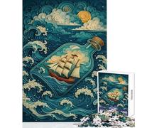 1000 Pieces Puzzles for Teenagers Ship in A Bottle Ocean Scene Educational Games Learning Educational Toy Wall Decor Improving Love between Couples (50X75CM)