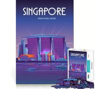 1000 Pieces Puzzles for Teenagers Singapore Marina Bay Sands Sharp Cut Craft Cognitive Fun Play Idle Time Game Christmas Home Art (38x52cm)