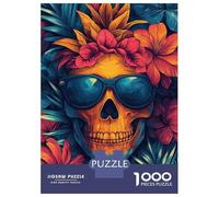 1000 Pieces Puzzles for Teenagers Skull in Tropical Paradise Puzzles for Adults Relaxing Games Staycation Kill Time Deal As Gifts for The Whole Family 52x38cm/1000pcs