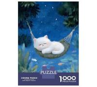 1000 Pieces Puzzles for Teenagers Sleeping Cat in Hammock Under Stars Jigsaws for Adults Brain Teaser Game But Fun And Humorous Deal As Gifts for The Whole Family 52x38cm/1000pcs