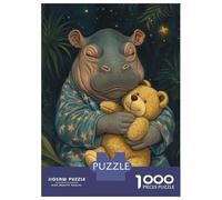1000 Pieces Puzzles for Teenagers Sleeping Hippo with Teddy Bear Jigsaws for Adults Brain Teaser Game But Fun And Humorous Deal As Gifts for The Whole Family 38x26cm/1000pcs