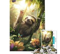1000 Pieces Puzzles for Teenagers Sloth in Rainforest Learning Educational Toys Educational Game Pattern Assembly Great Gifts for Games (size 38x52cm)