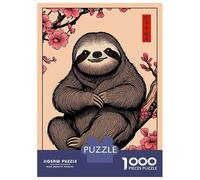 1000 Pieces Puzzles for Teenagers Sloth Japanese Cherry Blossom Jigsaws for Adults Brain Teaser Game But Fun And Humorous Deal As Gifts for The Whole Family 70x50cm/1000pcs