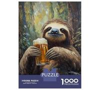 1000 Pieces Puzzles for Teenagers Sloth Sips Beer -1 Jigsaws for Adults Brain Teaser Game But Fun And Humorous Deal As Gifts for The Whole Family 70x50cm/1000pcs