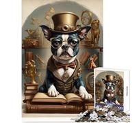 1000 Pieces Puzzles for Teenagers Smart Boston Terrier Puzzle For Teenagers Hand Speed Race Difficult And Challenge Family Fun & Game Night (38x52cm)