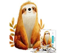 1000 Pieces Puzzles for Teenagers Smiling Sloth with Autumn Leaves Fun at Home Activities, Home Decoration Anti-Stress Toys for Age 14+ Game (38x26cm)