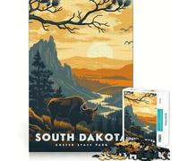 1000 Pieces Puzzles for Teenagers South Dakota Bison Sunset Sharp Cut Craft Cognitive Fun Play Idle Time Game Christmas Home Art(38x26cm)