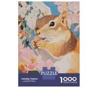 1000 Pieces Puzzles for Teenagers Squirrel with Abstract Flowers Puzzle for Adults DIY Toys Difficult Challenge Help The Brain Exercise 38x26cm/1000pcs