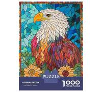 1000 Pieces Puzzles for Teenagers Stained Glass Eagle Jigsaw Puzzle Hands-on Game Staycation Kill Time Unique Birthday And Gifts 38x26cm/1000pcs