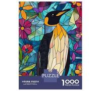 1000 Pieces Puzzles for Teenagers Stained Glass Penguin Jigsaws for Adults Relaxing Games Hand Speed Race Stress Reduction Gifts 38x26cm/1000pcs