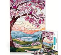 1000 Pieces Puzzles for Teenagers Stained Glass Spring Landscape Sharp Cut Craft Cognitive Fun Play Idle Time Game Christmas Home Art (38x52cm)