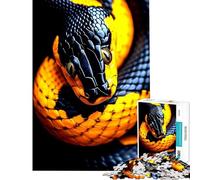 1000 Pieces Puzzles for Teenagers Staring Black And Yellow Snake Puzzle For Teenagers Difficult Hard Help The Brain Exercise Christmas Birthday Gifts (50x75cm)