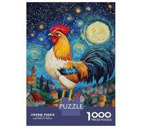 1000 Pieces Puzzles for Teenagers Starry Rooster's Vigil Jigsaws for Adults Relaxing Games Home Decoration for Birthday, Chrismas 38x26cm/1000pcs
