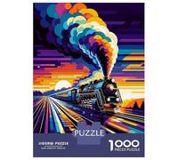 1000 Pieces Puzzles for Teenagers Steam Train Sunset Wpap Adult Puzzles Relaxing Games Precision Cutting Unique Birthday And Gifts 38x26cm/1000pcs