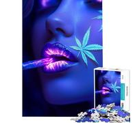 1000 Pieces Puzzles for Teenagers Stoner Girl with Marijuana Canna ducational Game Learning Educational Toys Gifts For Birthdays For Family Fun (Size 38x52cm)