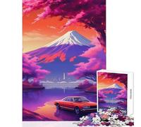 1000 Pieces Puzzles for Teenagers Sunset in Mount Fuji Hands-on Game Precision Cutting Anti-Stress Toys Improving Love between Couples (52X38cm)