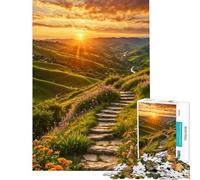 1000 Pieces Puzzles for Teenagers Sunset Mountain Path Jigsaw Puzzle 1000 Home Decoration Toys Analysis And Logic Unique Birthday And Gifts (38x52cm)