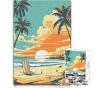 1000 Pieces Puzzles for Teenagers Surf Board Vintage Retro Ideal Peaceful Indoor Pastime Superior Precision Cut Play Toy Size 38x26cm