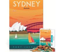 1000 Pieces Puzzles for Teenagers Sydney Travel Poster Sharp Cut Craft Cognitive Fun Play Idle Time Game Christmas Home Art (50x75cm)