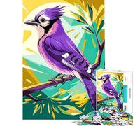 1000 Pieces Puzzles for Teenagers The Blue Jay Bird in Geometric Nature Help The Brain Exercise Learning Educational Toy Wall Decor Suitable for People Aged 14 And Above (38X26cm)