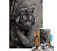 1000 Pieces Puzzles for Teenagers Tiger in Bamboo Forest Jigsaw for Adults Brain Teaser Game Pattern Assembly Help The Brain Exercise (Size 50x75cm)
