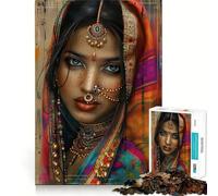 1000 Pieces Puzzles for Teenagers Traditional Indian Womens Sharp Cut Art Cognitive Play Gift Calm Play Time Xmas Decor Gift (50x75cm)