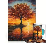 1000 Pieces Puzzles for Teenagers Tree by Sunset at Autumn Sharp Cut Craft Cognitive Fun Play Idle Time Game Christmas Home Art (38x52cm)