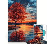 1000 Pieces Puzzles for Teenagers Tree by Sunset in Autumn Sharp Cut Craft Cognitive Fun Play Idle Time Game Christmas Home Art (38x52cm)
