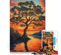 1000 Pieces Puzzles for Teenagers Tree by Sunset in Autumn Sharp Cut Craft Cognitive Fun Play Idle Time Game Christmas Home Art(38x26cm)