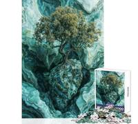 1000 Pieces Puzzles for Teenagers Tree on The Emerald Cliffs Relaxing Games For Family Fun Home Decoration Toys Improving Love between Couples (38x26cm)