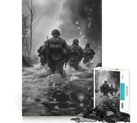 1000 Pieces Puzzles for Teenagers Troops Crossing River Sharp Cut Art Cognitive Play Gift Calm Play Time Xmas Decor Gift(38x26cm)