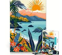 1000 Pieces Puzzles for Teenagers Tropical Beach Sunset Aeolian Island Italy Sharp Cut Craft Cognitive Fun Play Idle Time Game Christmas Home Art(38x26cm)